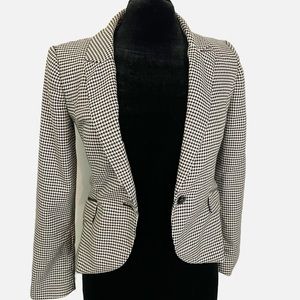 White House Black Market Black and White Houndstooth Blazer